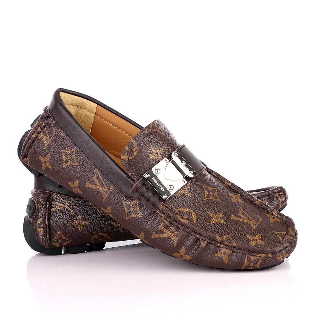LV Monogram Moccasin Loafers-Brown - Obeezi