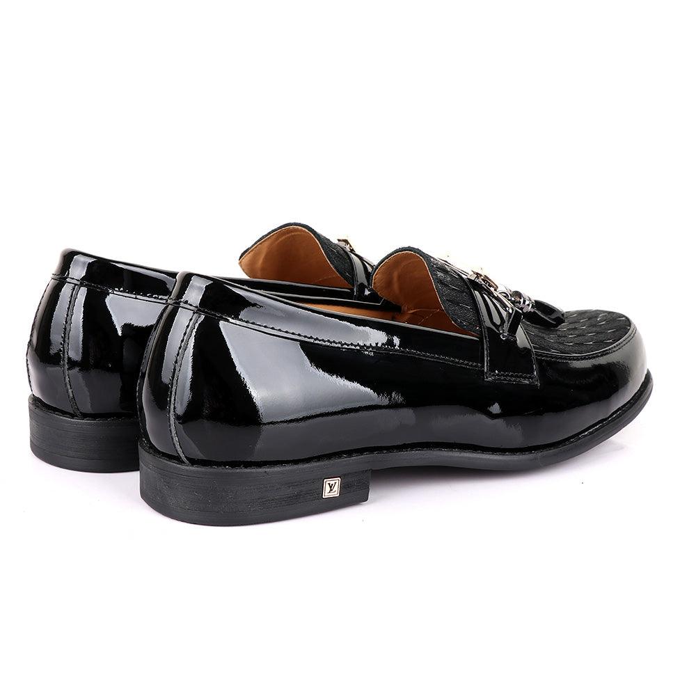 LV Patent Black Tassel Leather Shoe - Obeezi