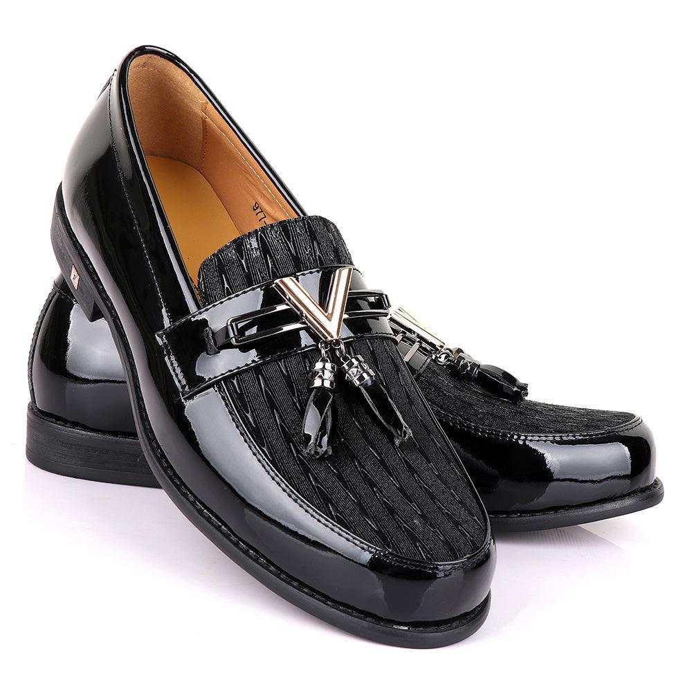 LV Patent Black Tassel Leather Shoe - Obeezi