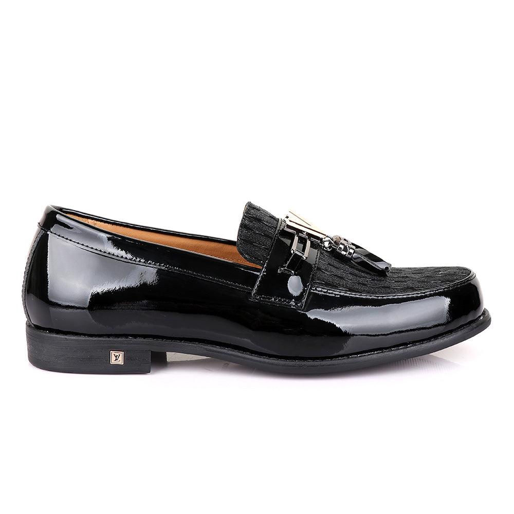 LV Patent Black Tassel Leather Shoe - Obeezi