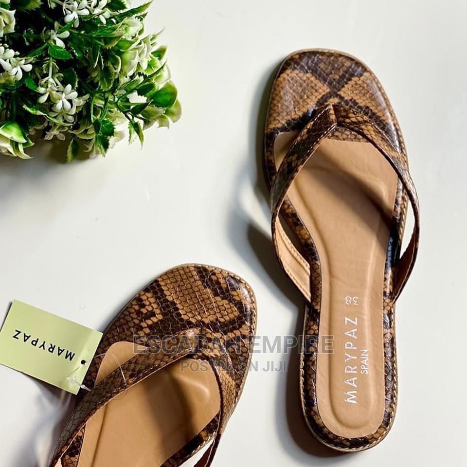 M.Paz Exquisite Brown Snake Print Designed Leather Slipper - Obeezi.com