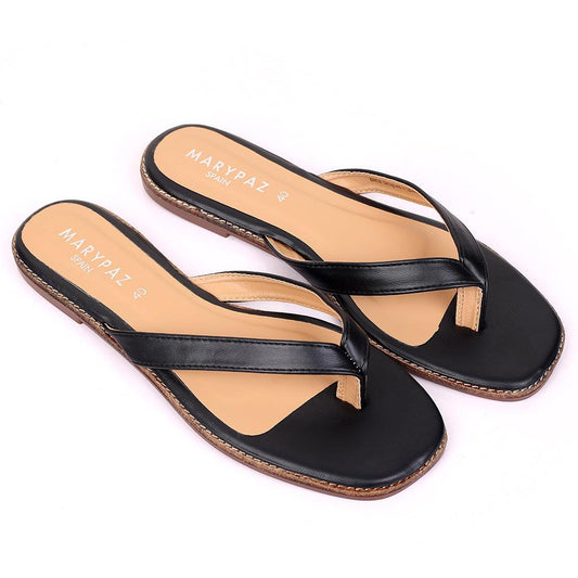 M.Paz Exquisite Designed Leather Slipper-Black - Obeezi.com