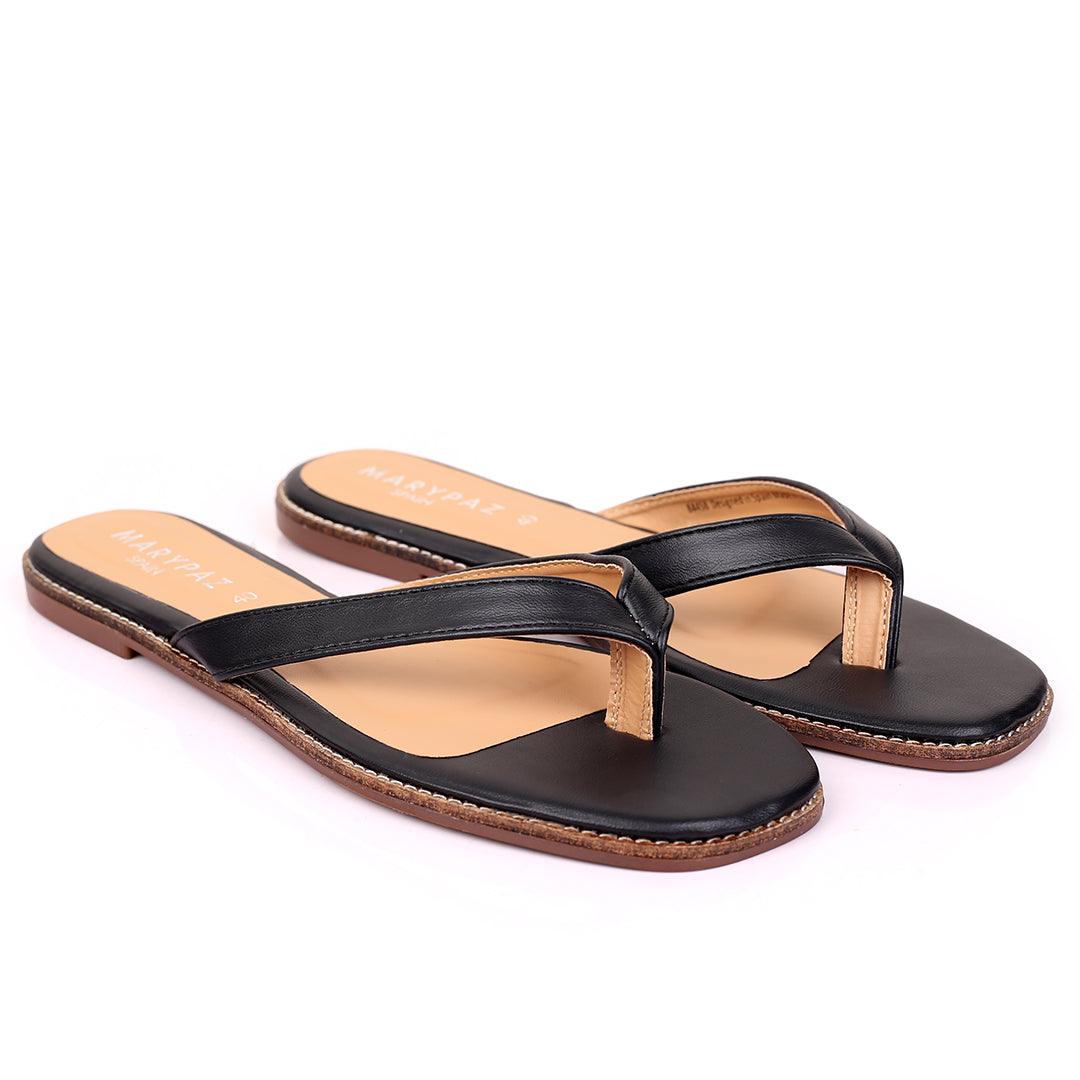 M.Paz Exquisite Designed Leather Slipper-Black - Obeezi.com