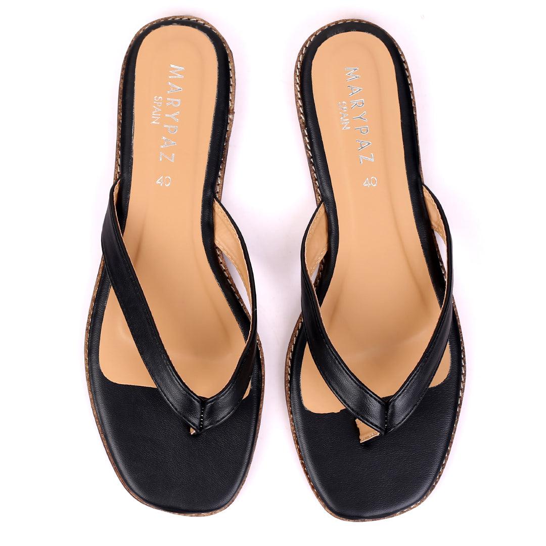 M.Paz Exquisite Designed Leather Slipper-Black - Obeezi.com