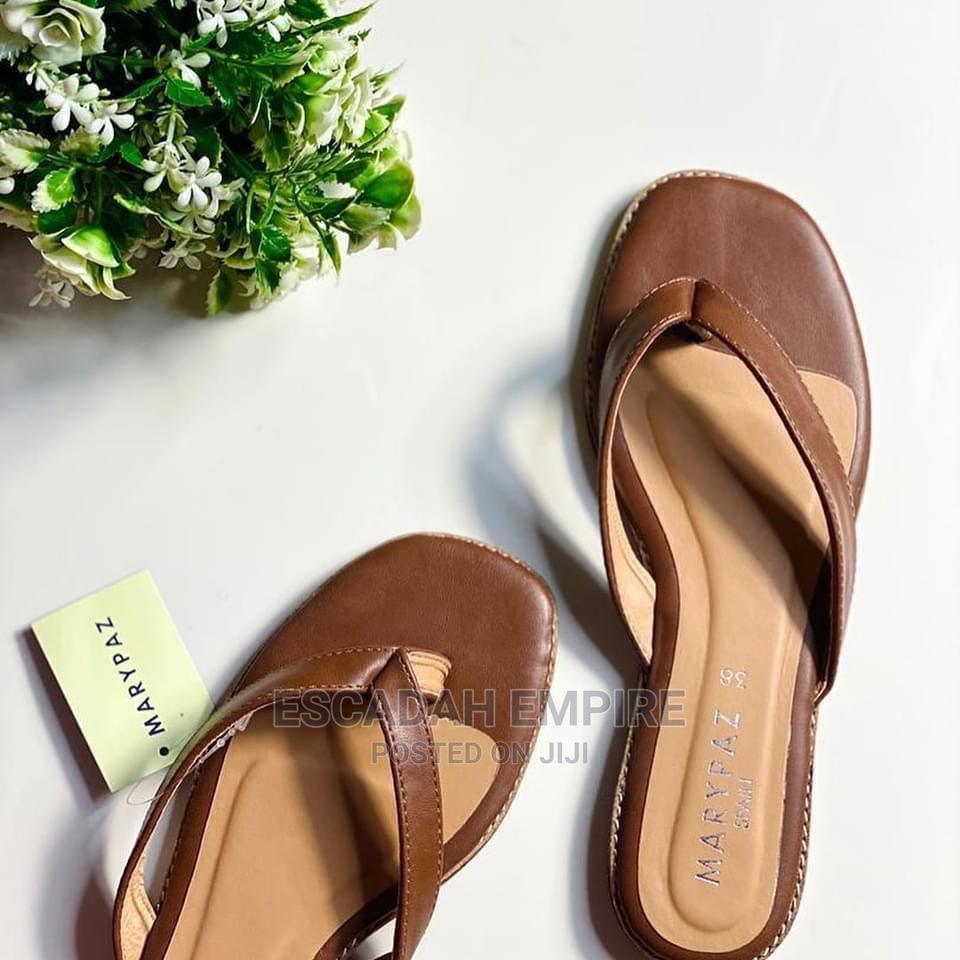 M.Paz Exquisite Designed Leather Slipper-Brown - Obeezi.com
