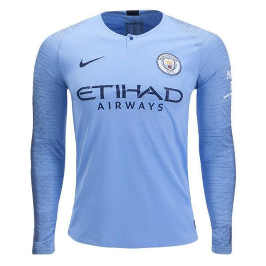 Manchester City Home Long Sleeve 2018-2019 Jersey - Obeezi