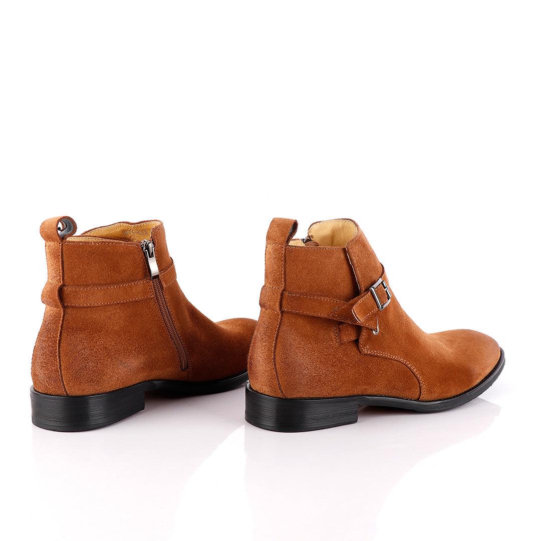 Massimo Dutti Buckle Chelsea Strap up Black Brown Shoe - Obeezi