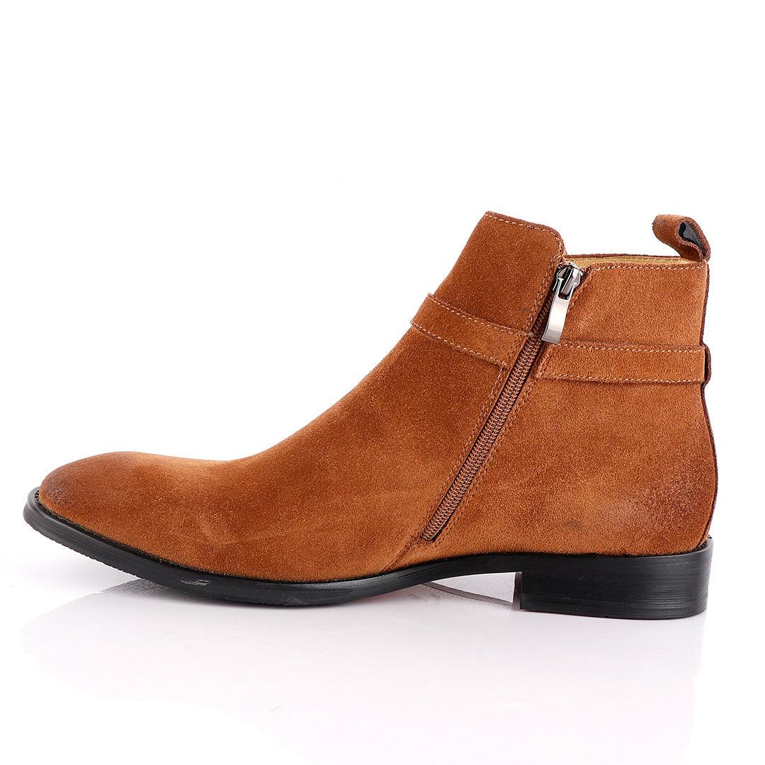 Massimo Dutti Buckle Chelsea Strap up Black Brown Shoe - Obeezi