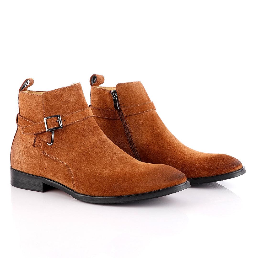 Massimo Dutti Buckle Chelsea Strap up Black Brown Shoe - Obeezi