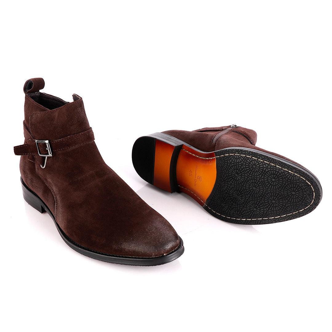 Massimo Dutti Buckle Chelsea Strap up Coffee Brown Shoe - Obeezi