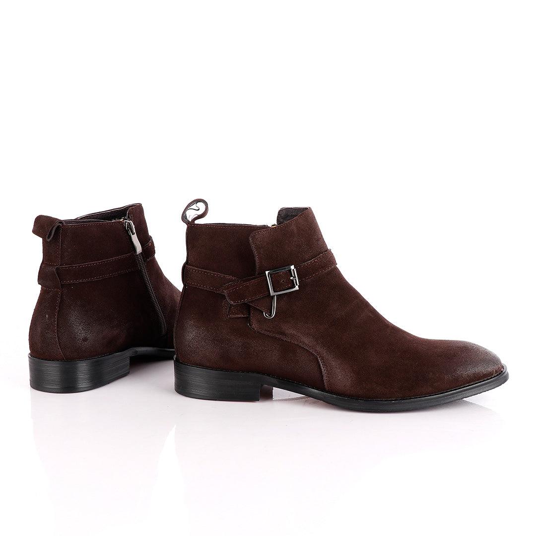 Massimo Dutti Buckle Chelsea Strap up Coffee Brown Shoe - Obeezi