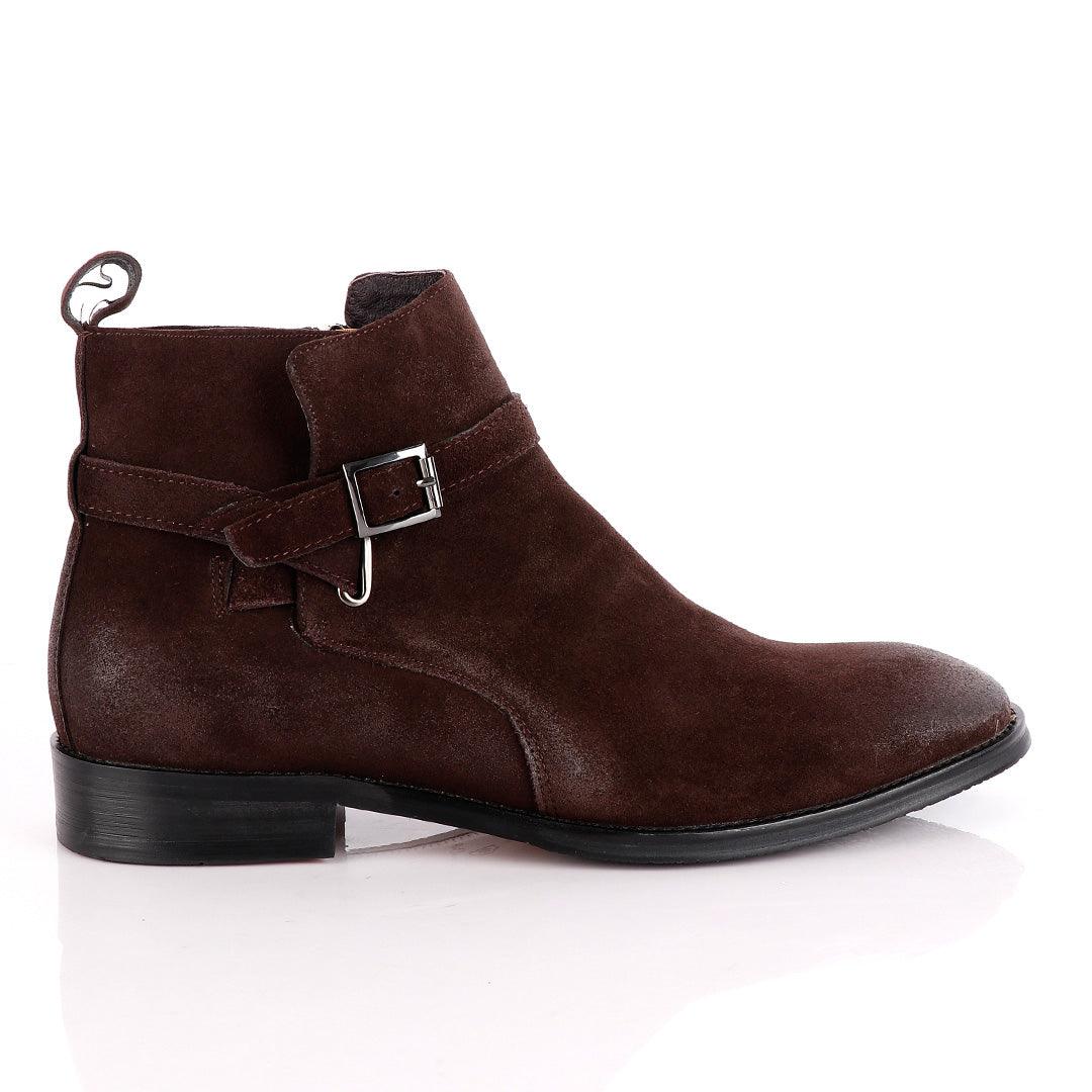 Massimo Dutti Buckle Chelsea Strap up Coffee Brown Shoe - Obeezi