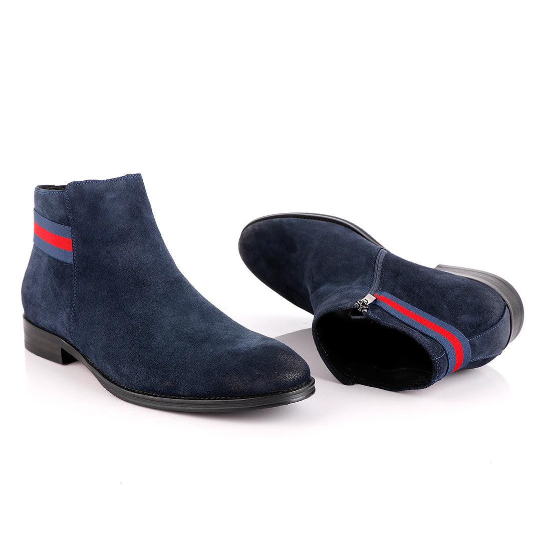 Massimo Dutti Chelsea Strap up Blue Suede Shoe - Obeezi