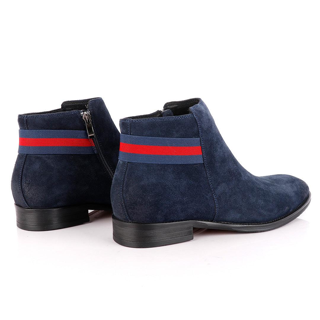 Massimo Dutti Chelsea Strap up Blue Suede Shoe - Obeezi