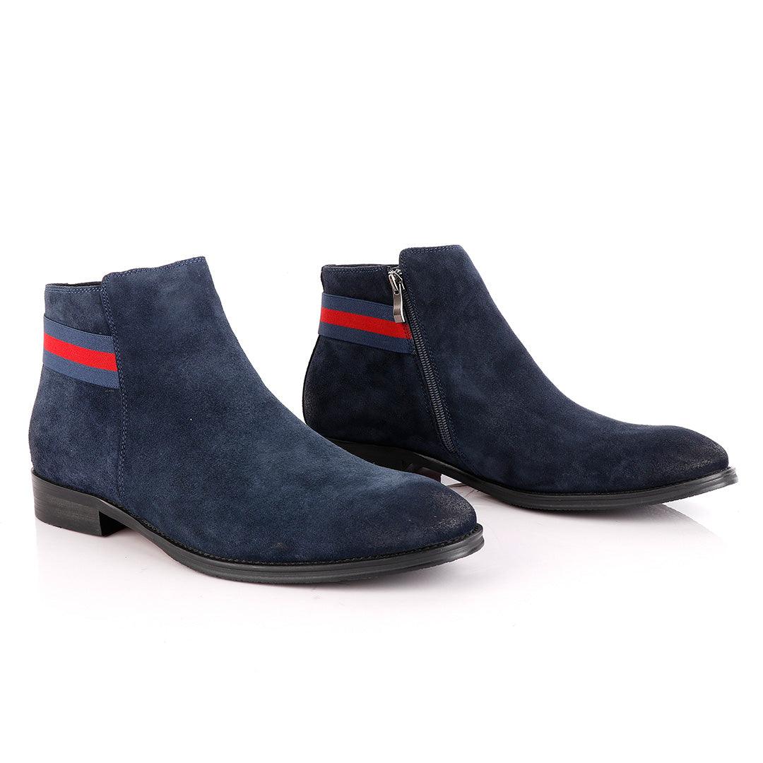Massimo Dutti Chelsea Strap up Blue Suede Shoe - Obeezi