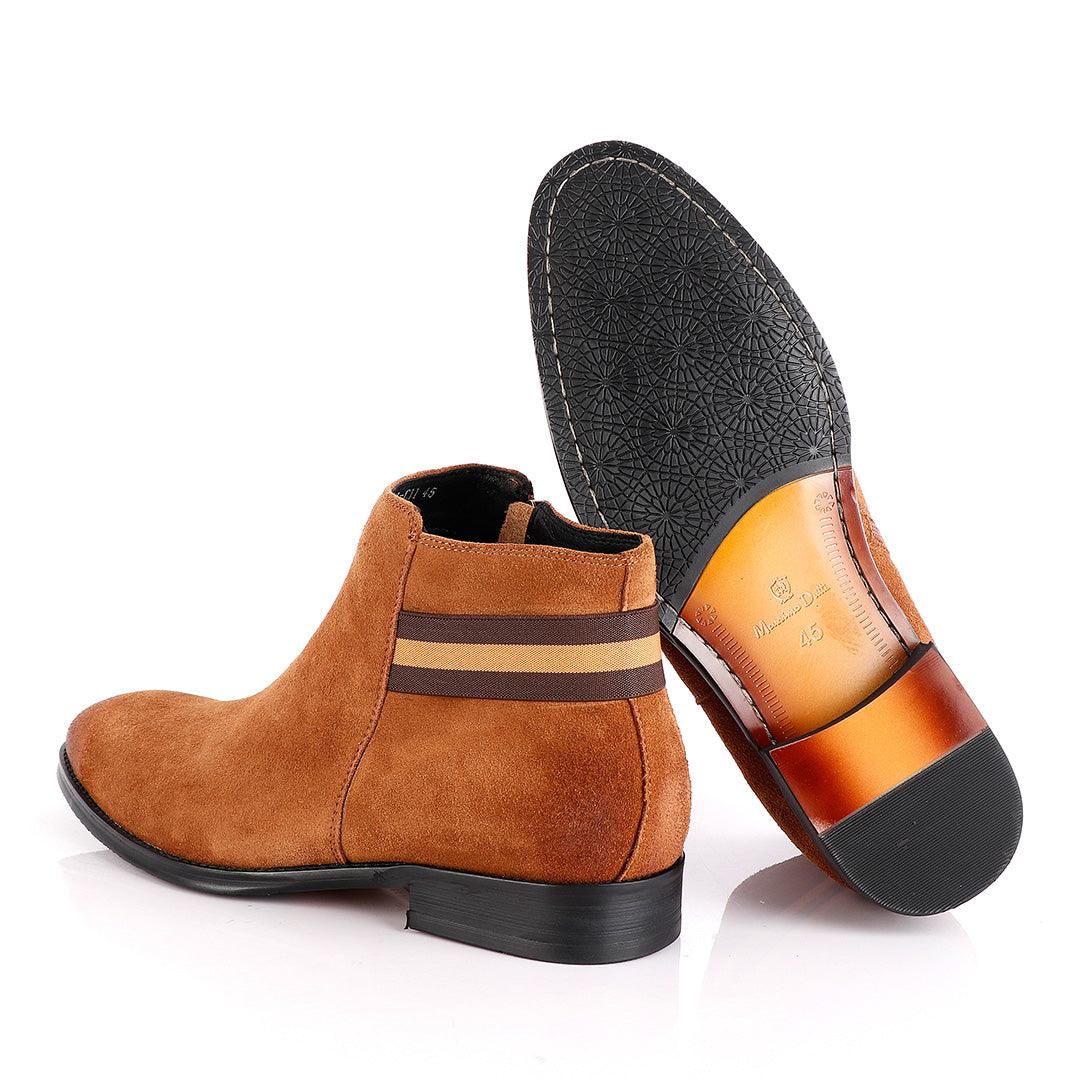 Massimo Dutti Chelsea Zip up Brown Suede Shoe - Obeezi