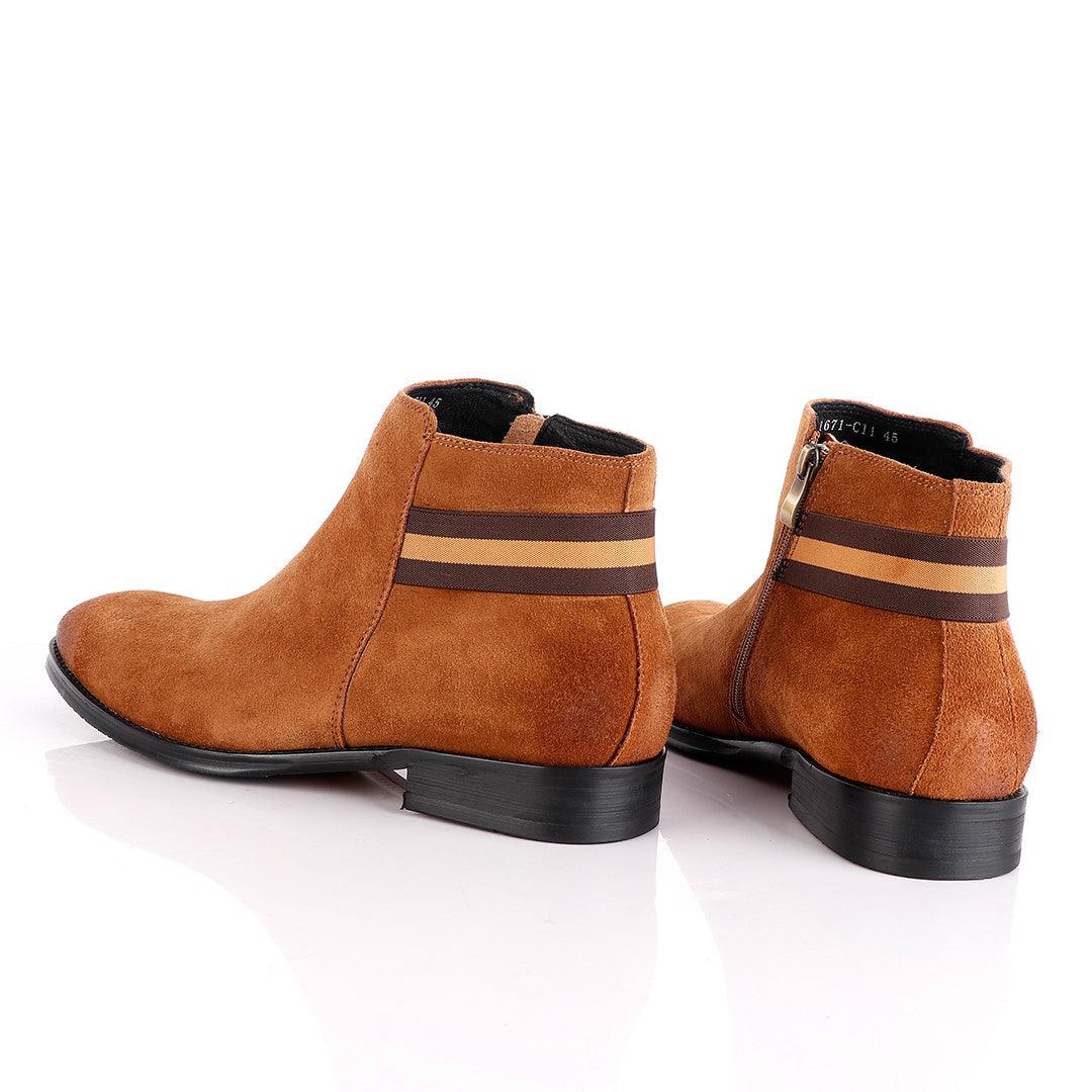 Massimo Dutti Chelsea Zip up Brown Suede Shoe - Obeezi