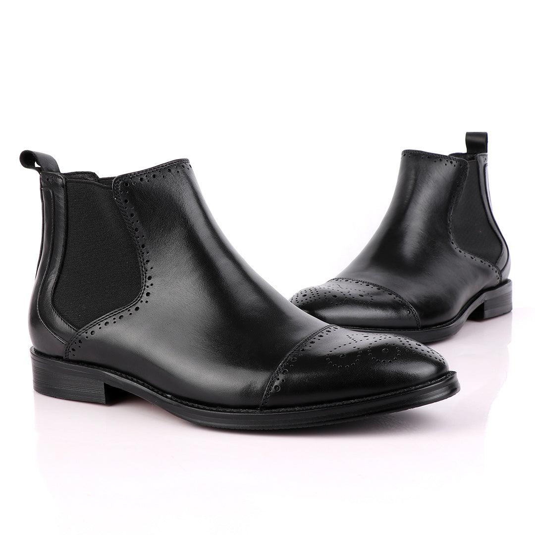Massimo Dutti High tops Brogues Lace-Up Boot-Black - Obeezi