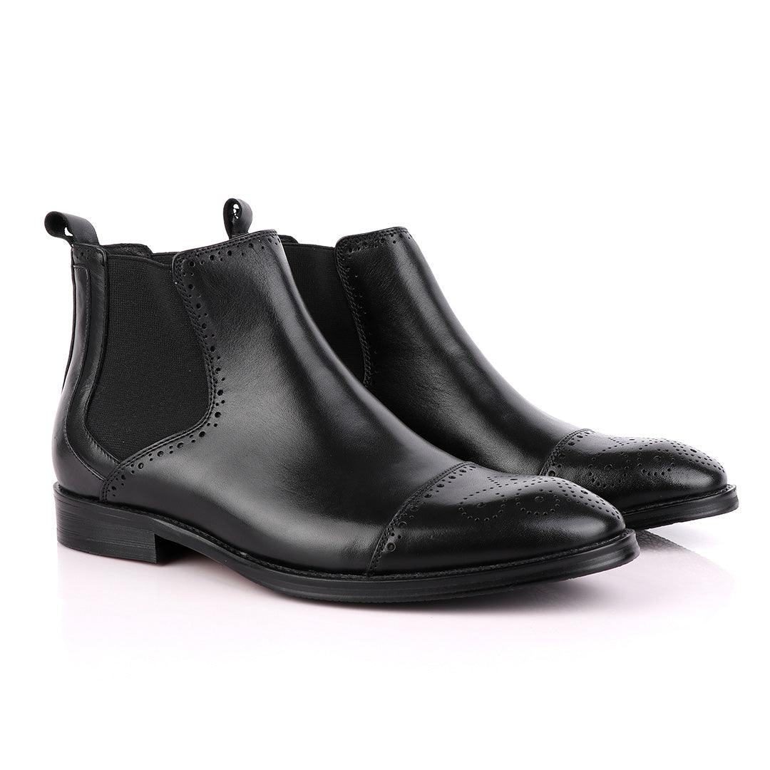 Massimo Dutti High tops Brogues Lace-Up Boot-Black - Obeezi