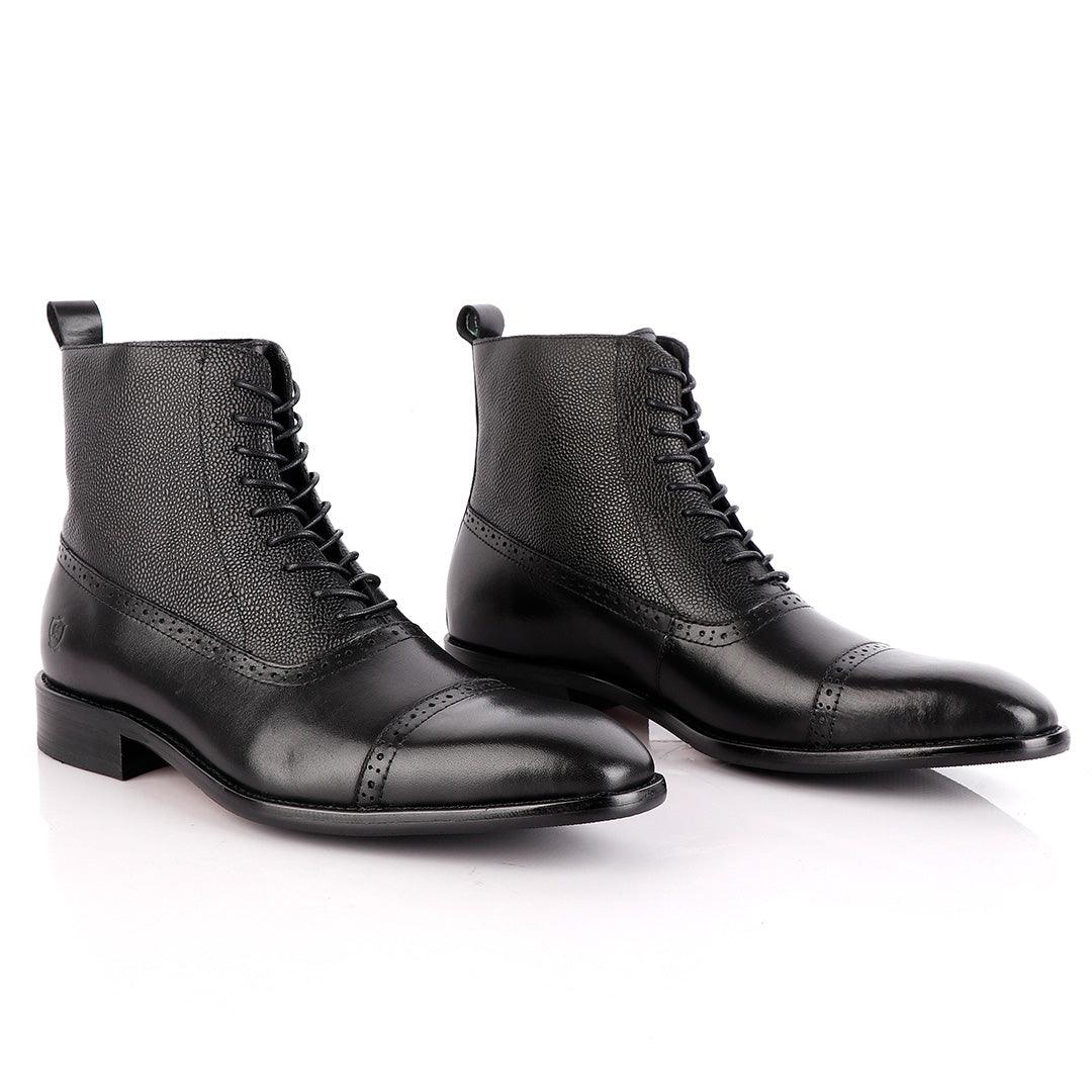Massimo Dutti High tops Brogues Lace up Leather Chelsea Boot - Obeezi