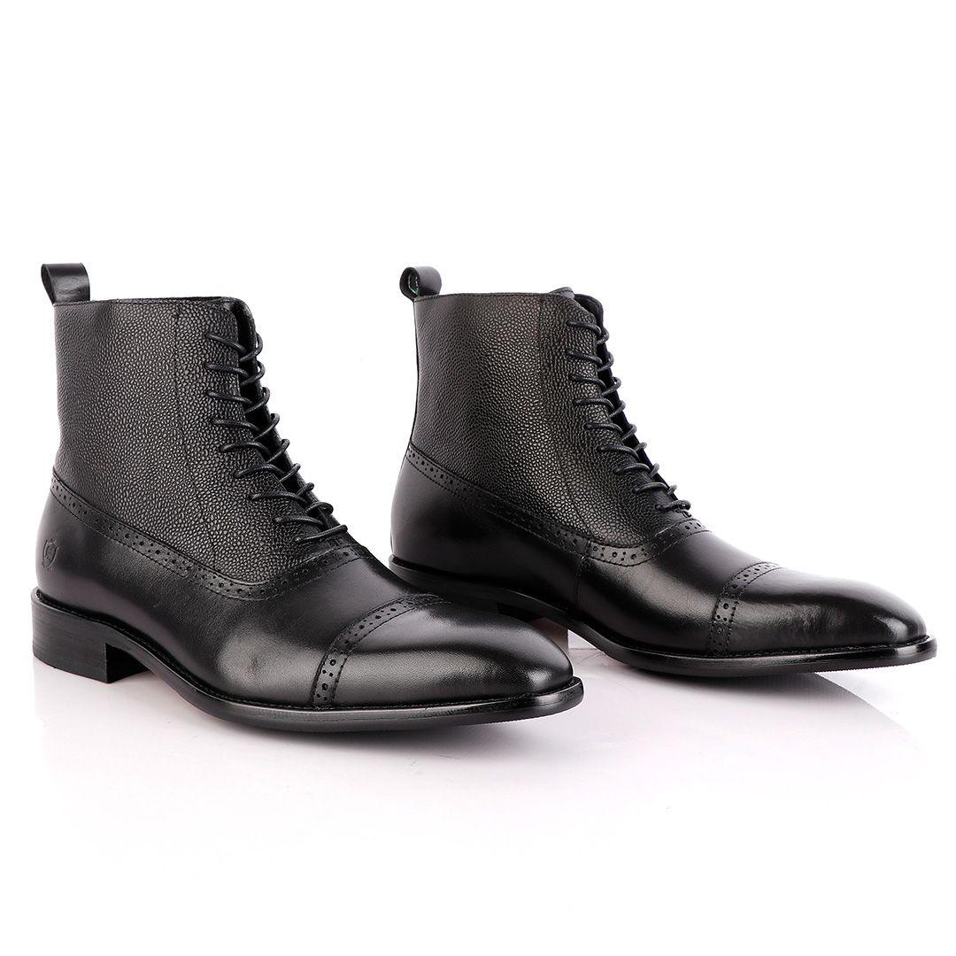 Massimo Dutti High tops Brogues Lace up Leather Chelsea Boot - Obeezi