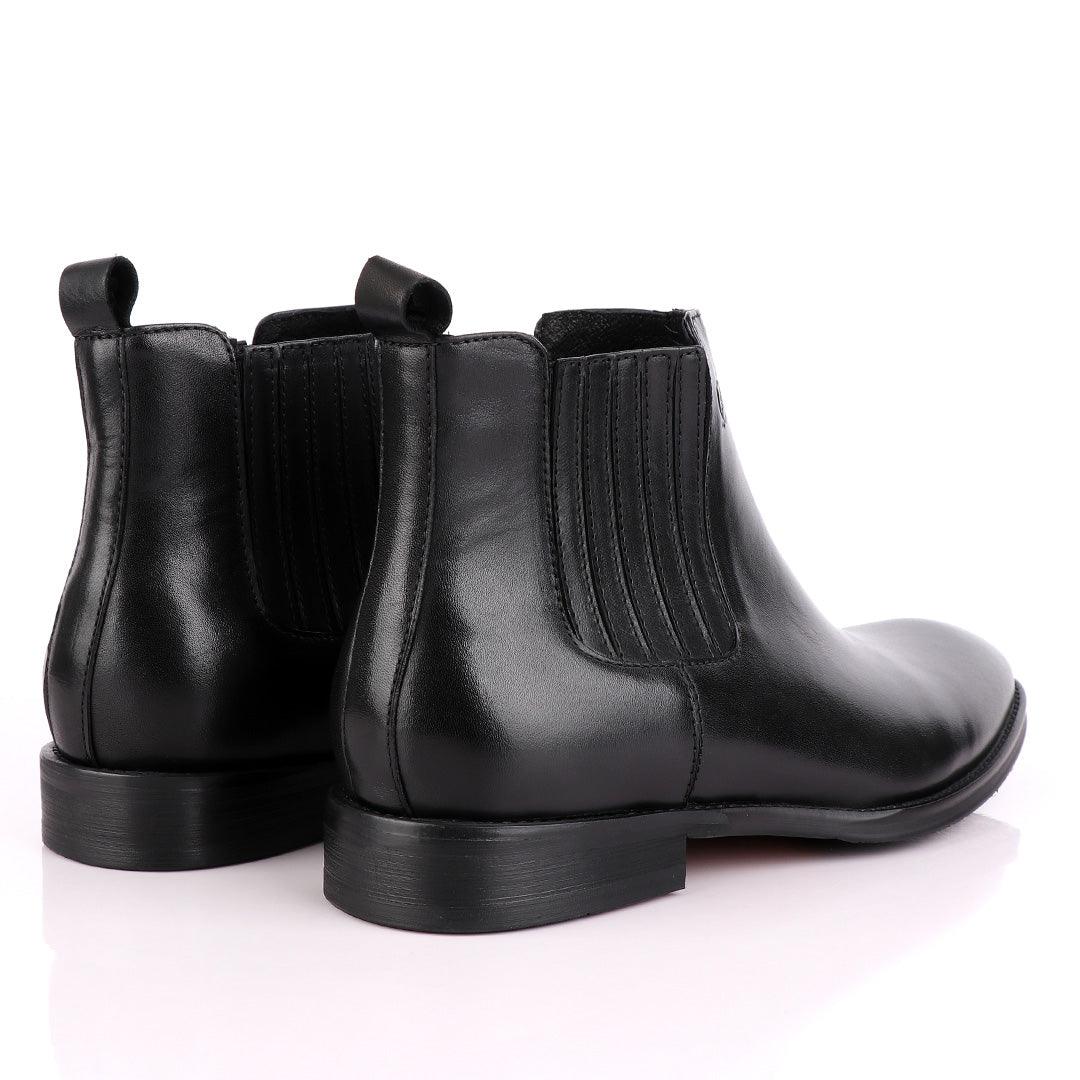 Massimo Dutti High tops Brogues Leather Chelsea Black Boot - Obeezi