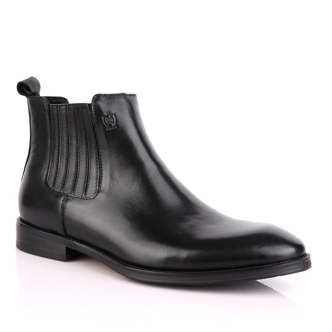 Massimo Dutti High tops Brogues Leather Chelsea Black Boot - Obeezi
