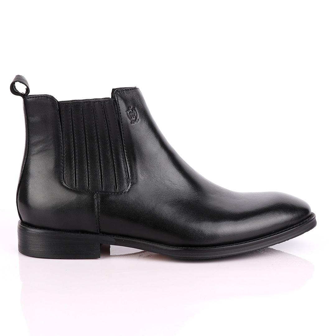 Massimo Dutti High tops Brogues Leather Chelsea Black Boot - Obeezi