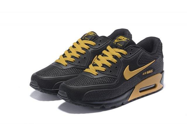 Max 90 Black Yellow Mens Athletic Running Sneakers - Obeezi