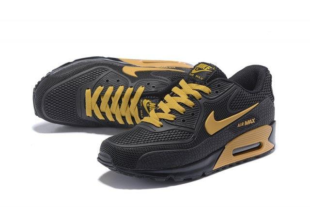 Max 90 Black Yellow Mens Athletic Running Sneakers - Obeezi