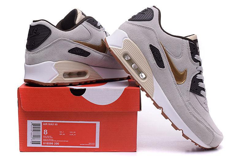 Max 90 Premium Suede Beige Sport Running Shoes - Obeezi
