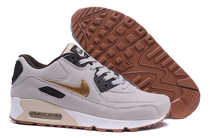 Max 90 Premium Suede Beige Sport Running Shoes - Obeezi