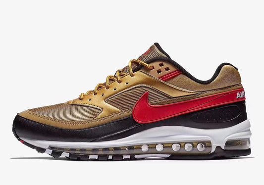 Max 97 Black Gold Red Men's Running Sneakers - Obeezi