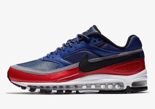 Max 97 Blue and Red Men's Running Sneakers - Obeezi