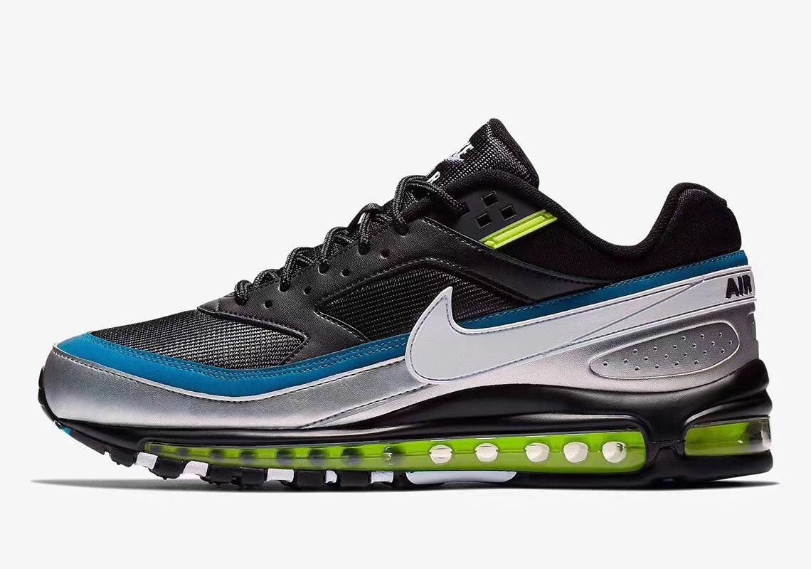 Max 97 BW Persian Violet Metallic Silver Black Men's Running Sneakers - Obeezi