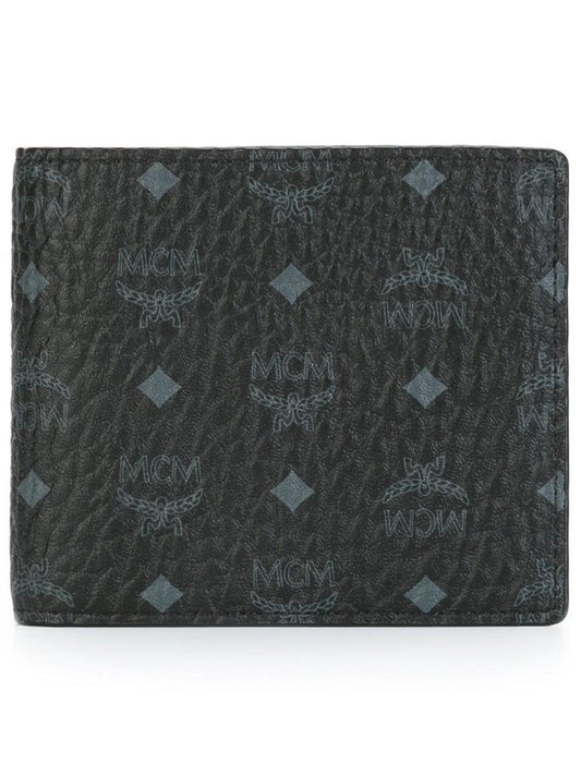 MCM Logo Print Billfold Wallet Black - Obeezi.com