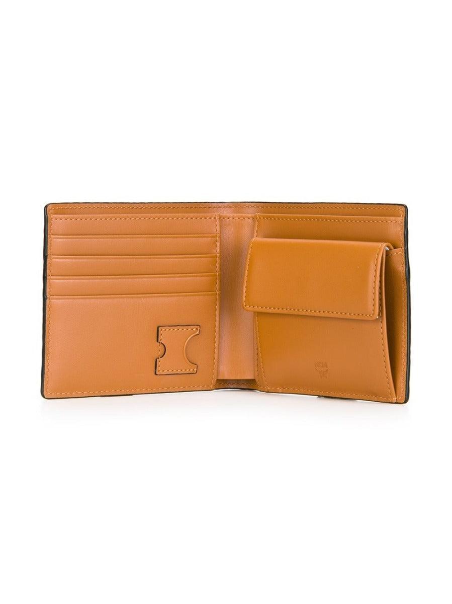 MCM Logo Print Billfold Wallet Black - Obeezi.com