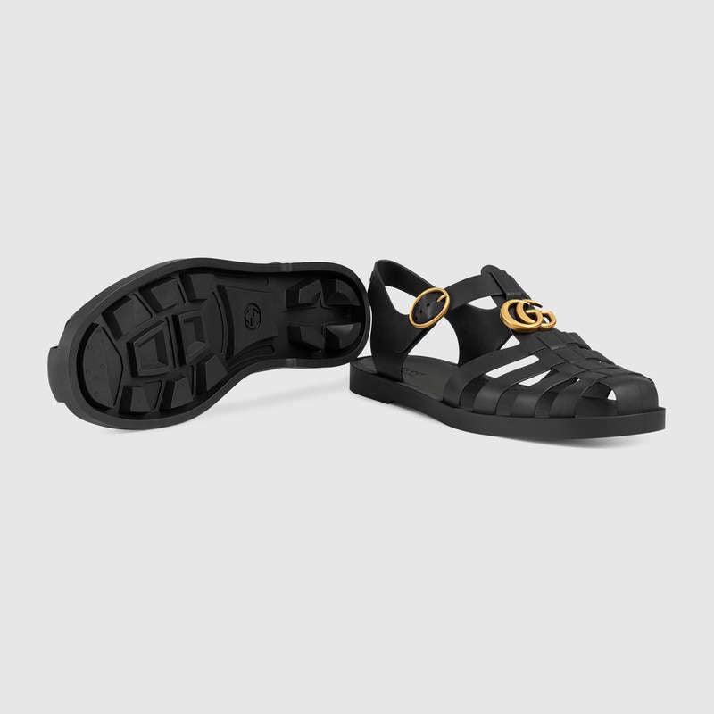 Men Leather buckle strap Black sandal - Obeezi