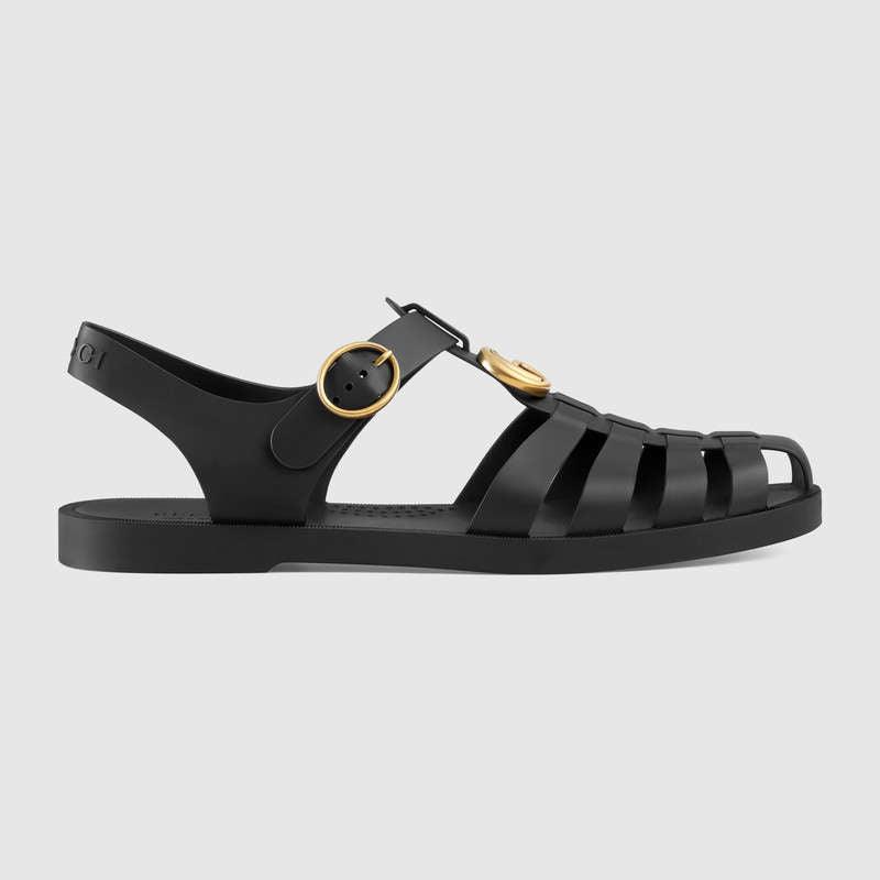 Men Leather buckle strap Black sandal - Obeezi