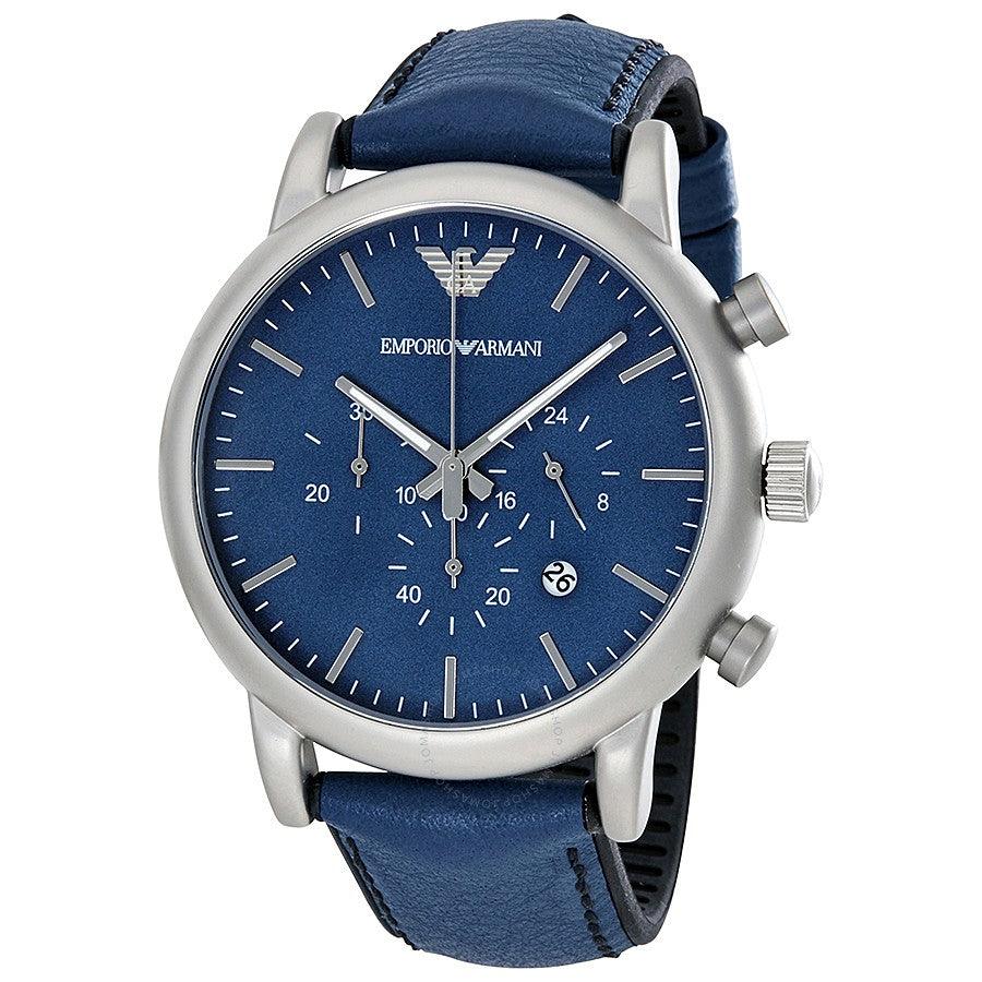 Men's AR1969 Chronograph Blue Leather Watch - Obeezi.com