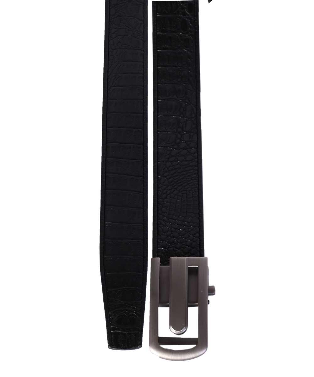 Men's Black Leather Head Buckle Plain Belts - Obeezi.com