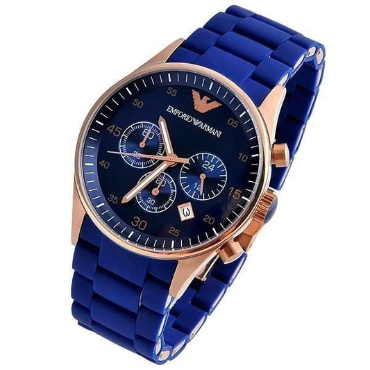 Men's Blue Rubber Watch AR5919 - Obeezi.com