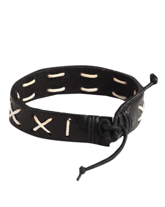 Men's casual black and cross whiite bracelet - Obeezi.com