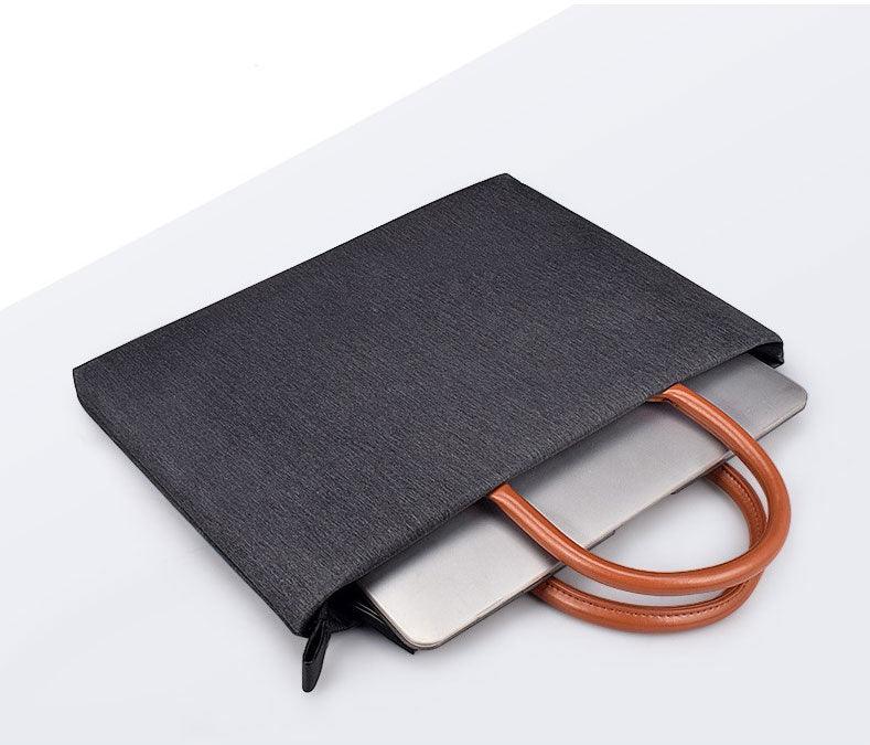 Men's Casual Waterproof Breathable Soft Leather Handle Laptop Bag- Black - Obeezi.com