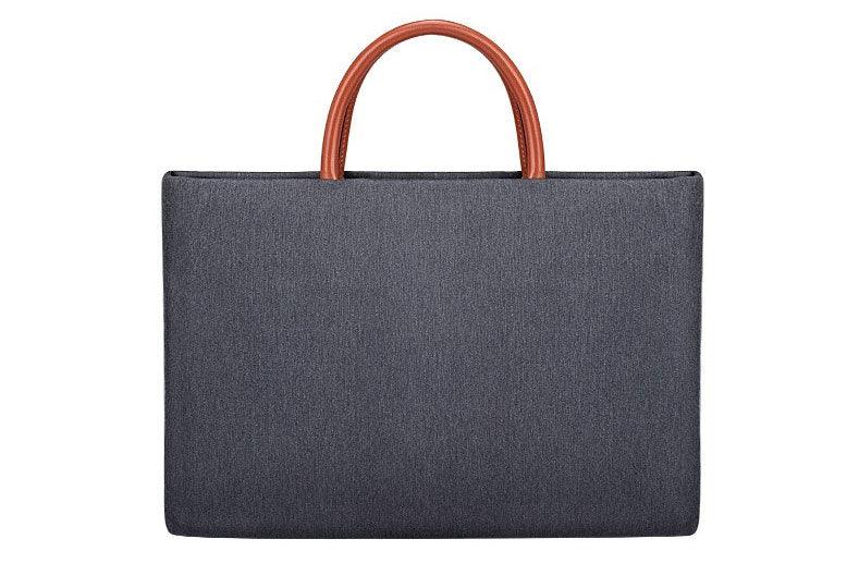 Men's Casual Waterproof Breathable Soft Leather Handle Laptop Bag- Black - Obeezi.com