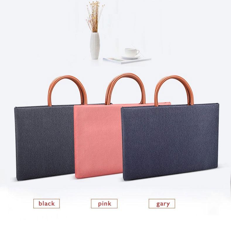 Men's Casual Waterproof Breathable Soft Leather Handle Laptop Bag- Black - Obeezi.com