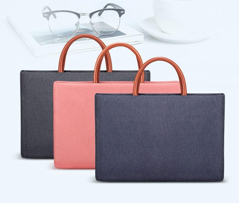 Men's Casual Waterproof Breathable Soft Leather Handle Laptop Bag- Black - Obeezi.com