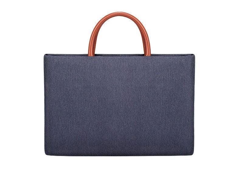 Men's Casual Waterproof Breathable Soft Leather Handle Laptop Bag-NavyBlue - Obeezi.com