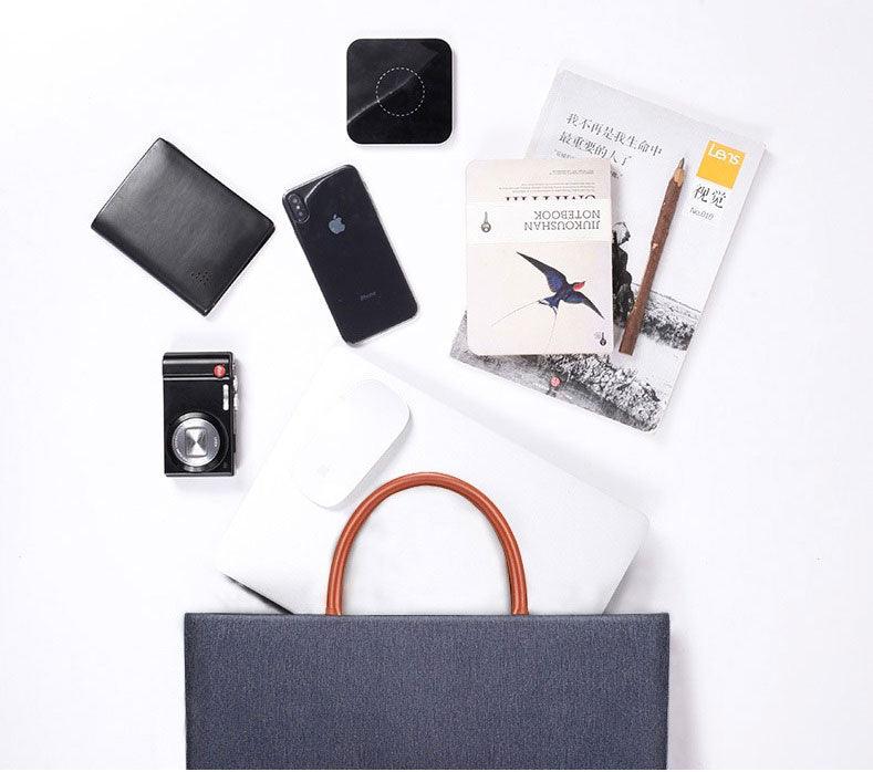 Men's Casual Waterproof Breathable Soft Leather Handle Laptop Bag-NavyBlue - Obeezi.com