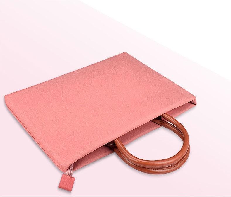 Men's Casual Waterproof Breathable Soft Leather Handle Laptop Bag-Pink - Obeezi.com